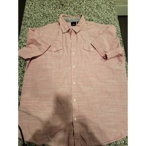 Burnside‎ Mens Short Sleeve Button Up Shirt Pink Stripe Size 2XL